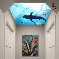 Underwater World Art Glass ceiling ceiling ceiling acrylic 3D ocean corridor porch transparent plexiglass ceiling