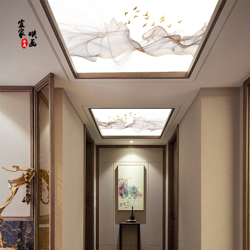 Light luxury art glass Modern simple acrylic hanging ceiling Decorative lattice hollow translucent plexiglass ceiling