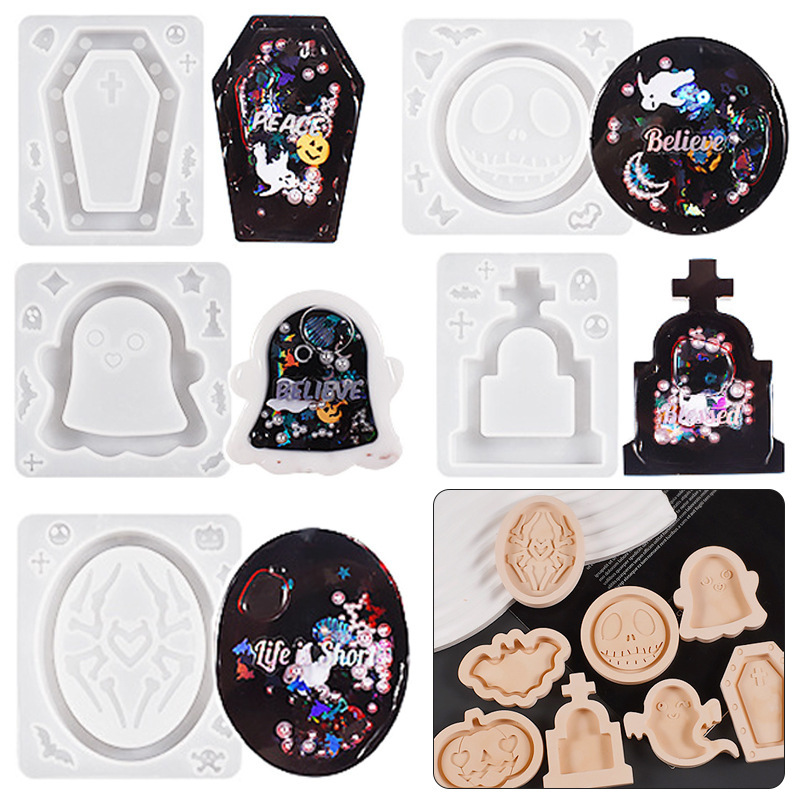 DIY Crystal Resin Liquid Sand Pumpkin Ghost Pendant Keychain Tombstone Coffin Liquid Sand Silicone Mold DIY Crystal Resin Liquid Sand Pumpkin Ghost Pendant Keychain Tombstone Coffin Liquid Sand Silicone Mold