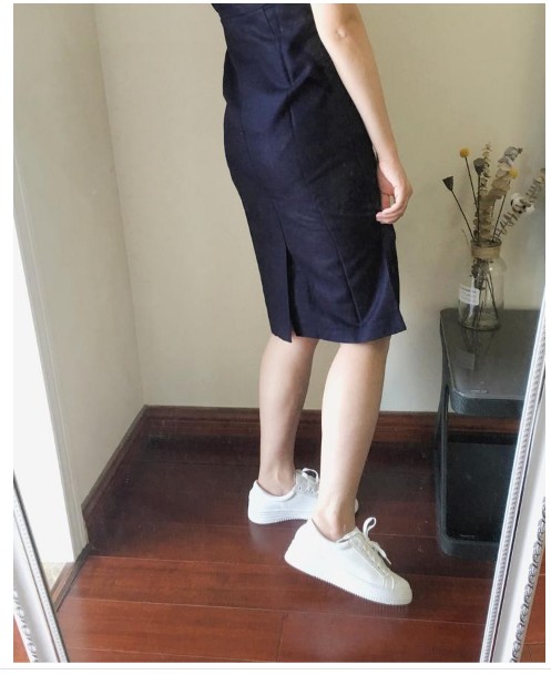 Mùa xuân 2018 mới của phụ nữ mới màu xanh gió OL váy voan