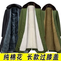 Cotton coat with velvet male winter thickened long cotton coat with velvety cold storage cold storage anti-cold sweater padded jacket cotton jacket