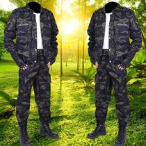 Spring and autumn cotton elastic work clothes suit wear-resistant camouflage clothing male welder labor insurance clothing Auto repair tooling jacket male