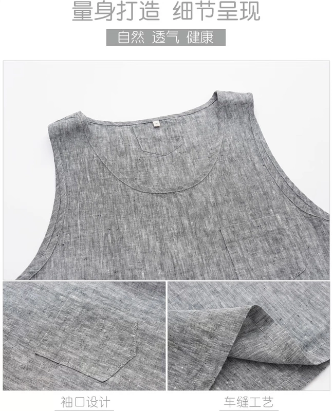 Sợi lanh nhuộm vest nam mùa hè mỏng cotton áo vest vest thể thao giản dị không tay áo thun màu rắn - Áo vest cotton áo ba lỗ tập gym nam