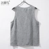 Sợi lanh nhuộm vest nam mùa hè mỏng cotton áo vest vest thể thao giản dị không tay áo thun màu rắn - Áo vest cotton