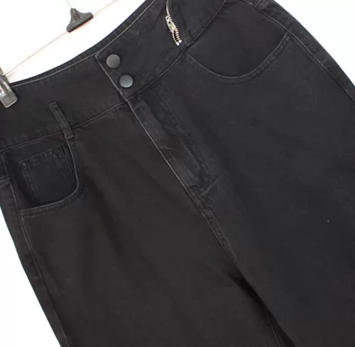 Женские весенние черные джинсы с молнией, штаны