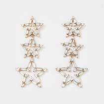Beauty Solitude Dollskill Blingbling String Of Five-pointed Star Earrings Pendant Super Blazing Transparent