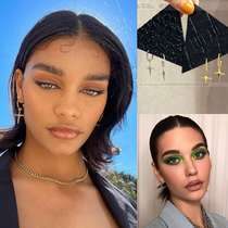 Spot US LUV AJ European and American Brief Mini cross earrings with small texture Temperament Earrings