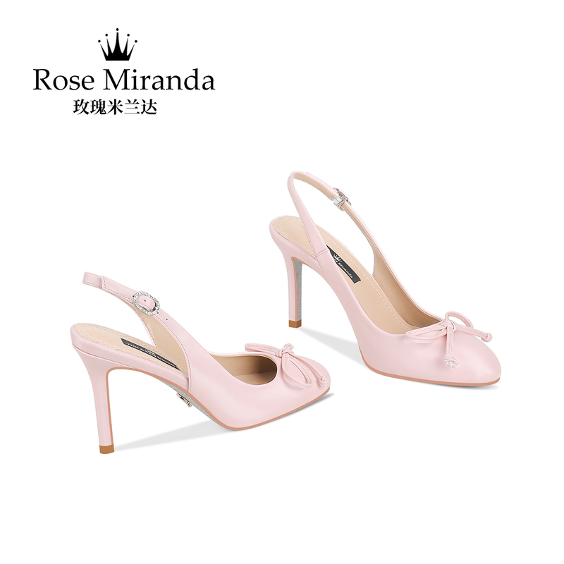 Rose Miranda [Silver Sole] High Heels Light Pink One-Strap Round-Toe Sandals