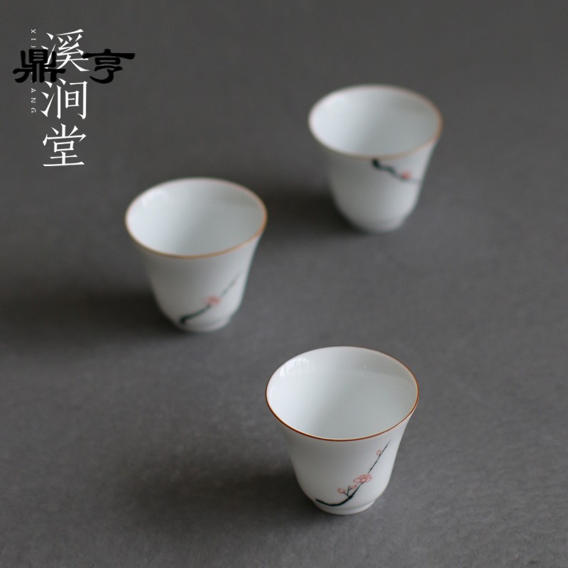 Ding heng hand - made pastel name plum blossom put of a complete set of kung fu tea tureen justice cup) god of cup gift set gift box