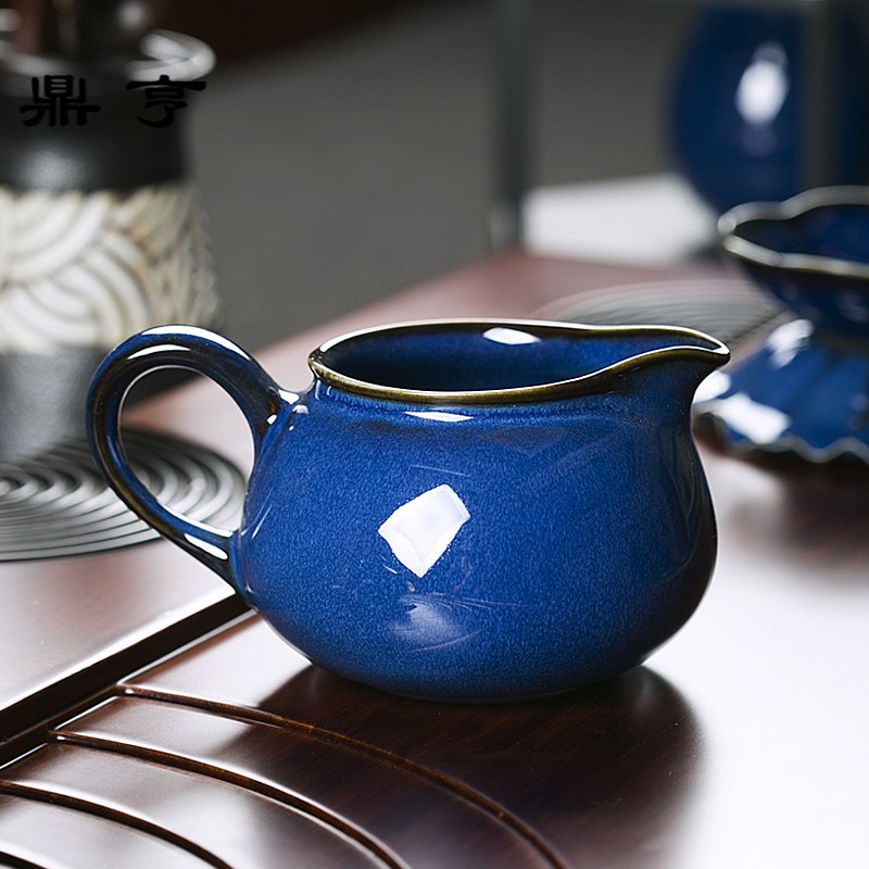 Ding heng tea suit household ceramics up LanCuiYu TuHao glaze of a complete set of kung fu tea tea tray lid bowl