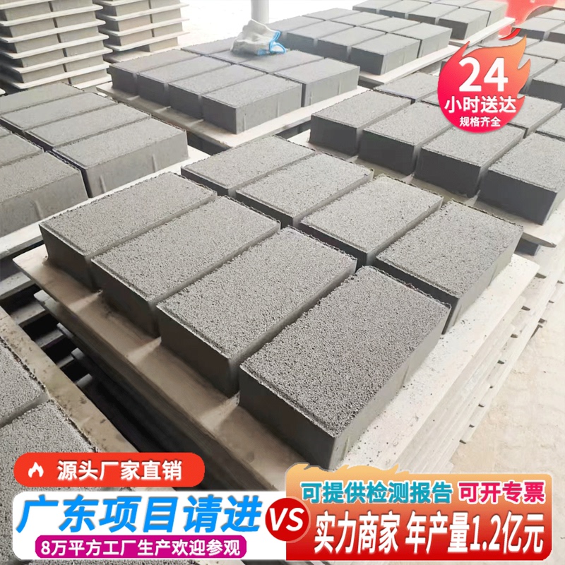 Guangdong Permeable Brick Walkway, Imitation Stone Brick, Sesame Gray Outdoor Courtyard Pavement Brick, Square Auxiliary Floor Brick, Water-Permeable Brick