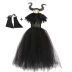 Phù Thủy Maleficent Đầm Trẻ Em Halloween Hóa Trình Diễn Trang Phục Bé Gái Đen Cosplay