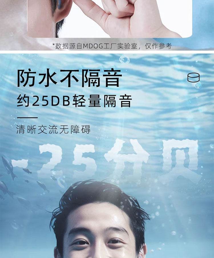 Затычки для ушей 可塑形游泳耳塞成人儿童专业护耳贴合防进水不隔音洗澡洗头硅胶泥