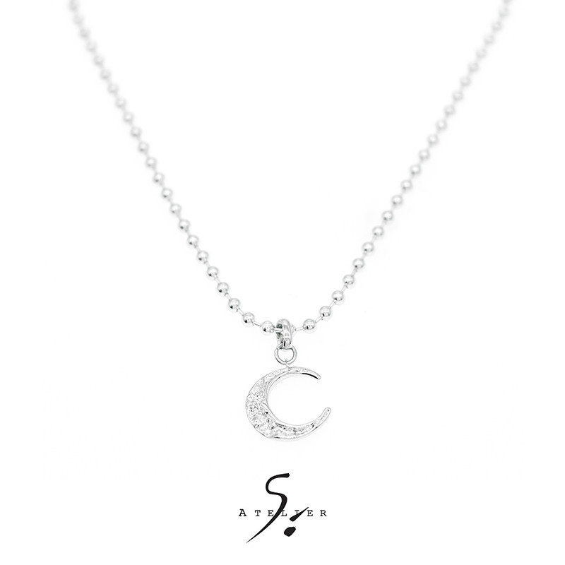 ATELIERSO Eclipse Crescent Moon Pearl Necklace original design personality Fashion lock bone chain COINK