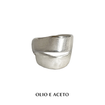 OLIO E ACETO sterling silver spiral wide ring 925 silver handmade texture texture double circle design