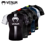 Логос Rashguard Venom логотип с трудом с коротким короткому со сжатым боксовым боксом, фитнес