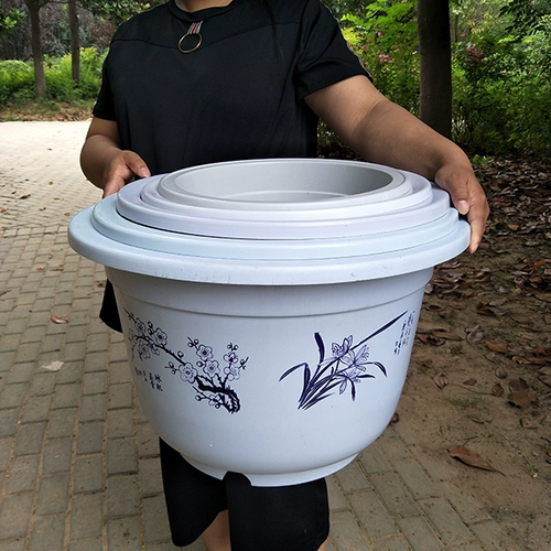 Большой цветочный садовый посадка пластиковая посадка дерева горшок с горшком с большим круговым крупным калибром Bonsai открытый большой цветочный горшок с большим цветом