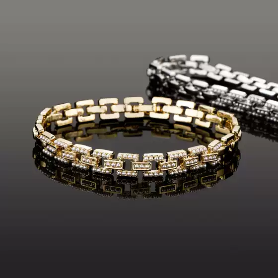 European and American ins Lock Buckle Inlaid with Pearls Hip-Hop Stylish Simple Men's and Women's Bracelets Niche Design Accessible Luxury Metal