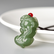 Natural Hetian jade Pixiu pendant for men and women jade lucky leather pendant sapphire overlord Pixiu jade pendant