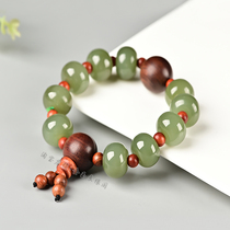 Natural and field jade bracelet mens womens jade handstring green white jade sandalwood transit pearl jade bracelet jewellery gift