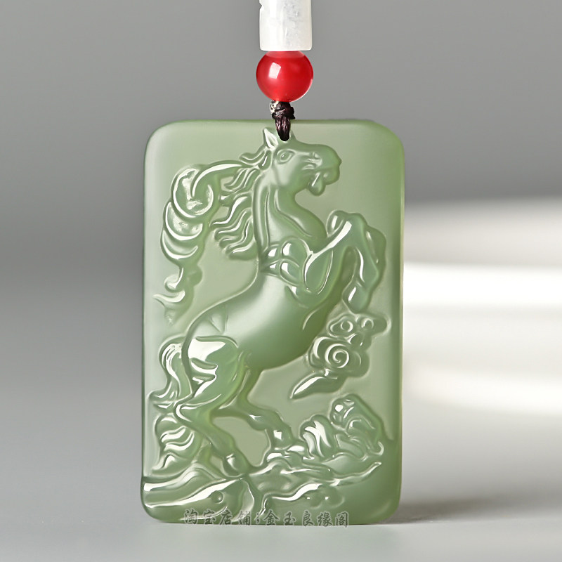 Hetian Jade immediately rich pendant men's Jade brand zodiac horse Yupei immediately successful jade necklace female jade pendant