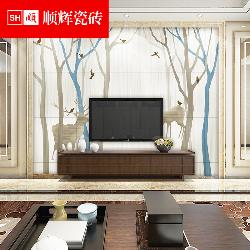 Shunhui tile living room TV background wall 3D inkjet modeling film and television wall Art TV wall Lu Lu communication