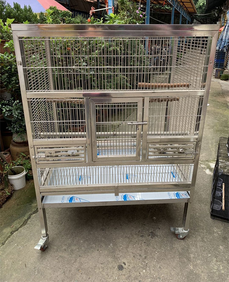Luxury extra-large macaw birdcage large high-end stainless steel cage stand breeding group full set of villas