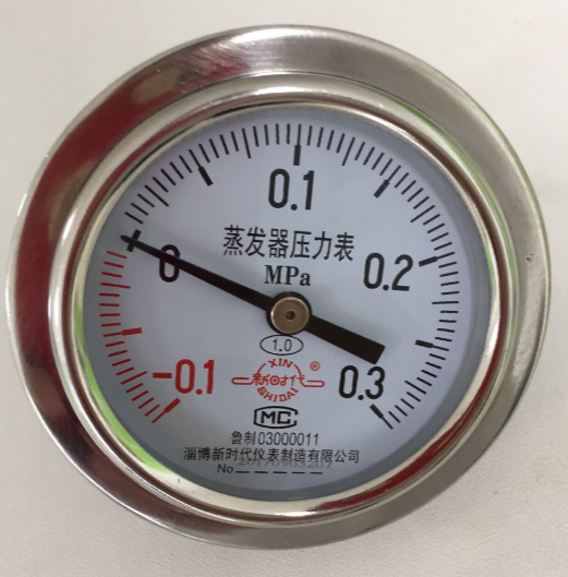 淄博新时代蒸发器压力表-0.1-0.3MPa Y-60 M14*1.5原装正品