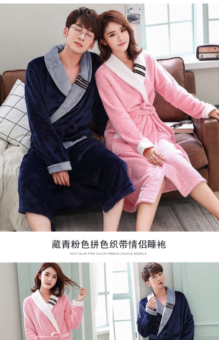 Mùa đông san hô nhung vài chiếc áo ngủ nữ dài flannel áo choàng tắm nam áo choàng dày đồ ngủ mùa xuân và mùa thu dịch vụ nhà áo khoác ngủ