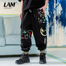 Graffiti printed casual pants mens spring and autumn 2021 New Joker Tide brand loose knit toe sports pants