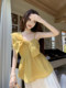 French-Style High-End Bowknot Off-Shoulder Shirt for Women, Summer Design, Stylish Sleeveless Babydoll Top