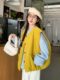 Japanese Retro Yellow Corduroy Vest Jacket for Women, Autumn and Winter Layered Loose Vest Outerwear Cardigan Top