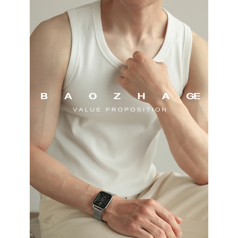 Explosion Brother 400g High-Thread-Count Ribbed Texture Long-Staple Cotton Vest Summer Cool Breathable Men's Sports Sleeveless T-Shirt
