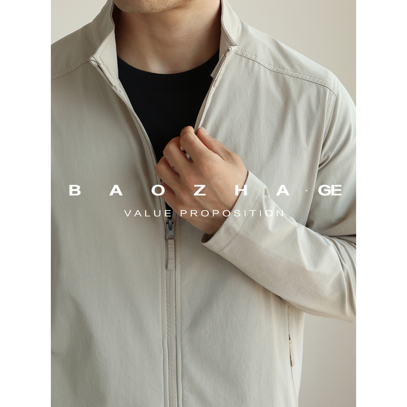 Baozhage【Urban Commuting】Toray Hollow Yarn Stand Collar Soft Shell Jacket Men's Woven Casual Coat Autumn and Winter