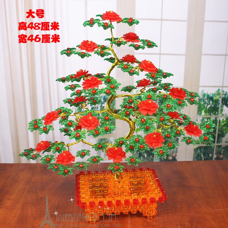 New large handmade string beads shake money fortune tree material bag Living room bedroom Rose peony vase tree