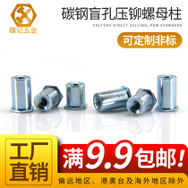 BSO-3 5M3*3-14 5 bottom hole 5 4 blind hole riveting stud environmental protection blue zinc carbon steel nut stud