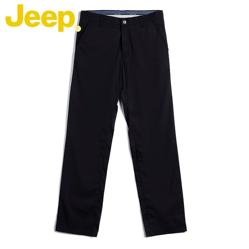 Xe jeep quần tây nam hàng đầu độc quyền mùa hè mỏng Phần quần jeep thẳng trung niên tất cả quần đen nam - Quần tây thường