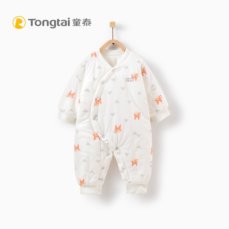 Tongtai autumn and winter new newborn clothes baby cotton bias jumpsuit 1-18 months male and female baby closed crotch romper