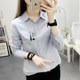 Spring 2022 women's Korean version of the small fresh printed polo shirt cotton long-sleeved bottoming shirt women's white shirt women