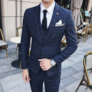 Gentleman Suit Ba mảnh English nam Business sọc ca rô Suit nam Suit Suit Nam chủ ăn mặc