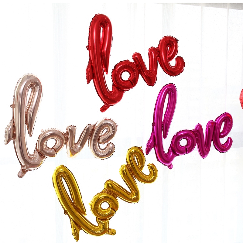 Wedding Celebration Items Birthday Decoration Arrangement Aluminum Film Balloon Party Background Wall Trim even body LOVE Alphabet Balloon