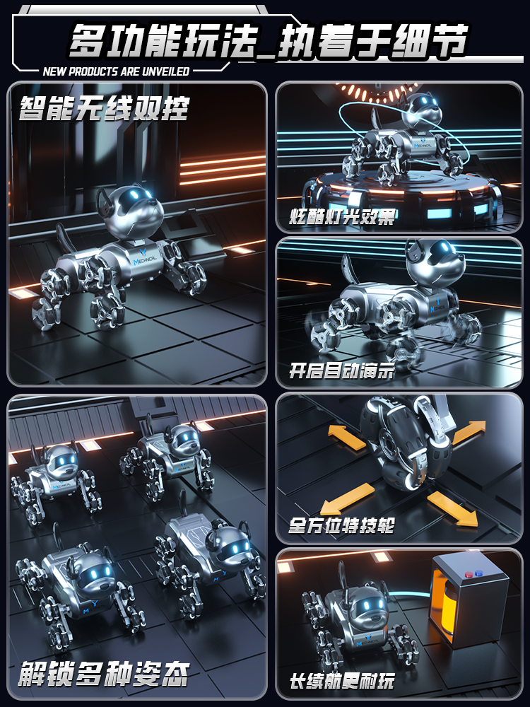 2025 New Model Smart Robot Dog Remote Control Car Toy Children's Car Eight-Wheel Gesture Dual-Sensor Boy Robot