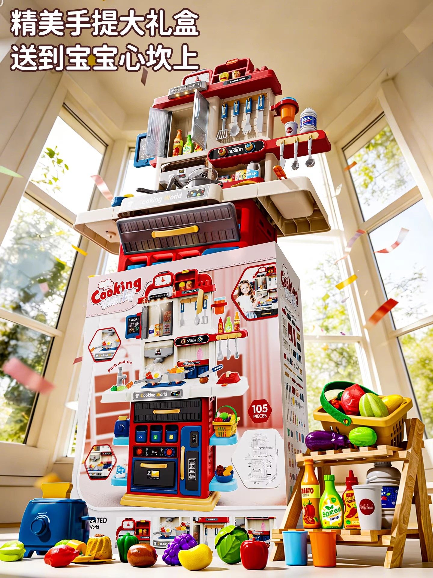 2026 New Year Children's Pretend Play Kitchen Toy Set, Realistic Cooking Educational Toy for Boys and Girls, Birthday Gift for Ages 3-8