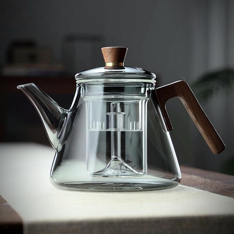 Glass Teapot, High Temperature Resistant, Thickened, Dual-Purpose for Steaming and Boiling, Large Capacity Single-Brew Tea Maker, Spray-Type Electric Ceramic Stove Set