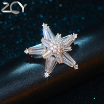 Brooch high-end female luxury temperament pin ins tide personality imitation light collar starfish five-pointed star design shape