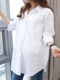 Designed white shirt for women new 2025 autumn BF style casual loose and versatile mid-length long-sleeved shirt