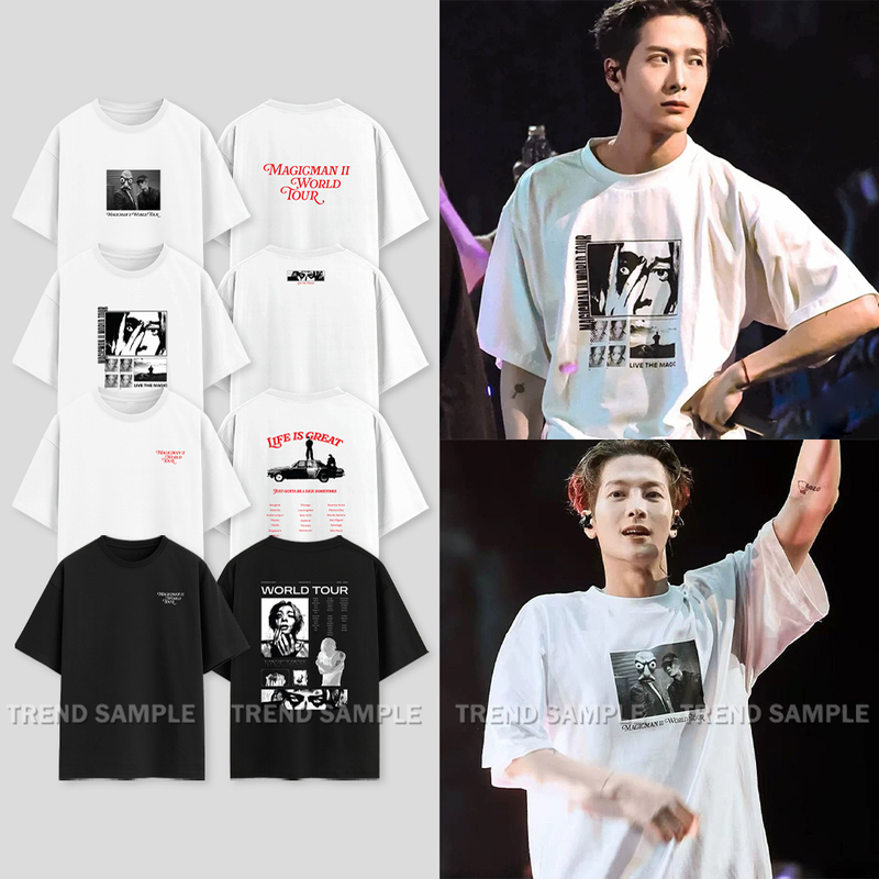 Jackson Wang Magicman2 Concert Merchandise Same Style Short-Sleeve T-Shirt Unisex Loose Round Neck Short-Sleeve Top