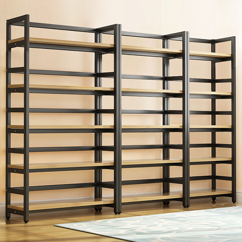 Bookshelf floor-to-ceiling simple steel wood multi-layer storage shelf Simple bookcase Home living room wrought iron shelf