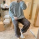 MJ Fleece-312072 Синее улыбающееся лицо (серые брюки)