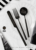 Easygood Nordic minimalist 304 stainless steel knife fork spoons mirror mesh red metal creative Western food suit cutlery